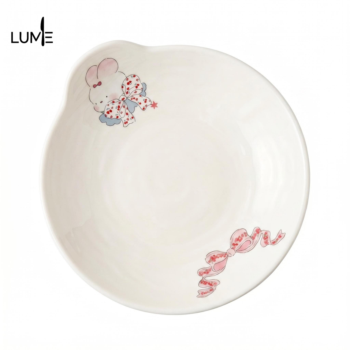 Pink bow rabbit plate