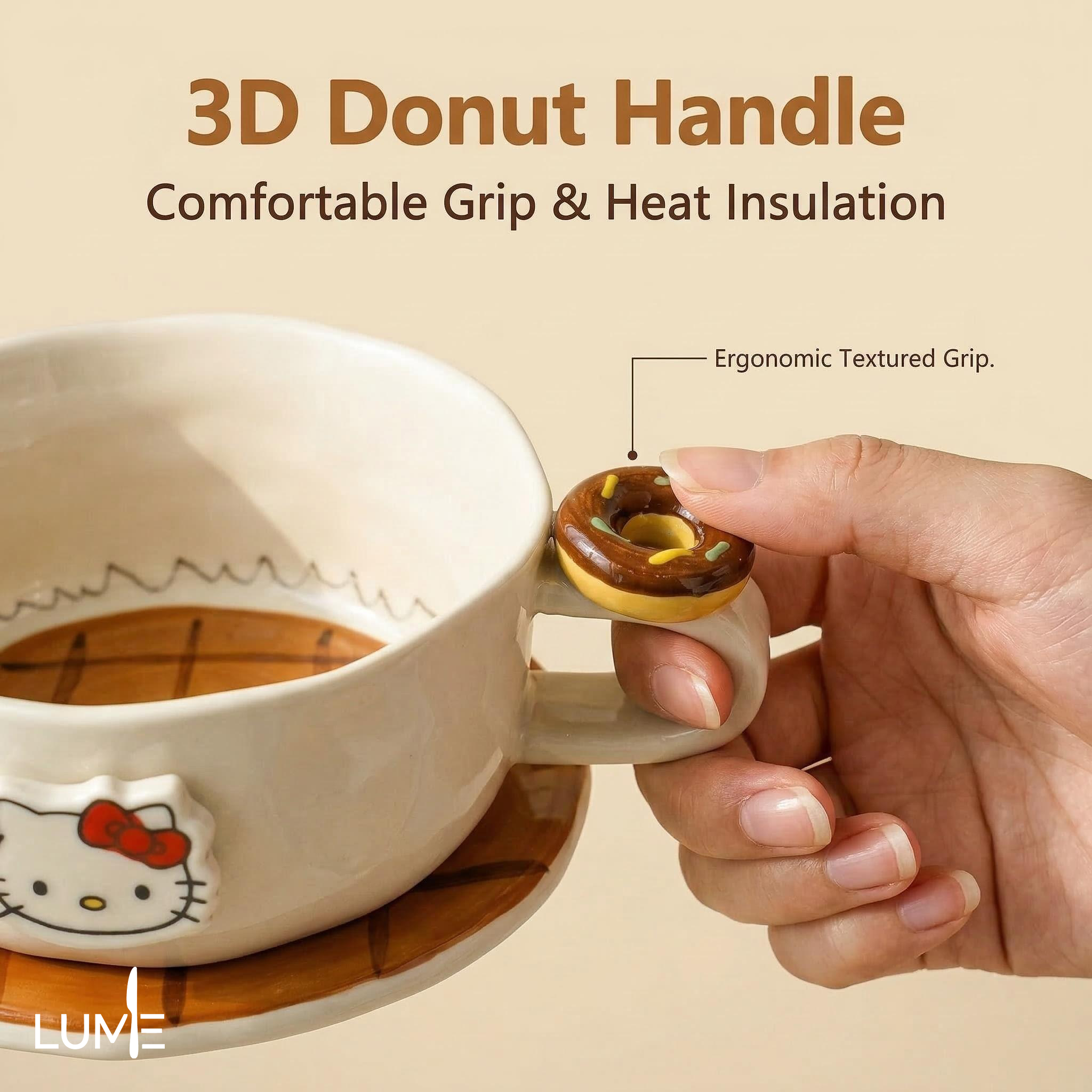 KT coffee cups and saucers