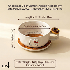 KT coffee cups and saucers