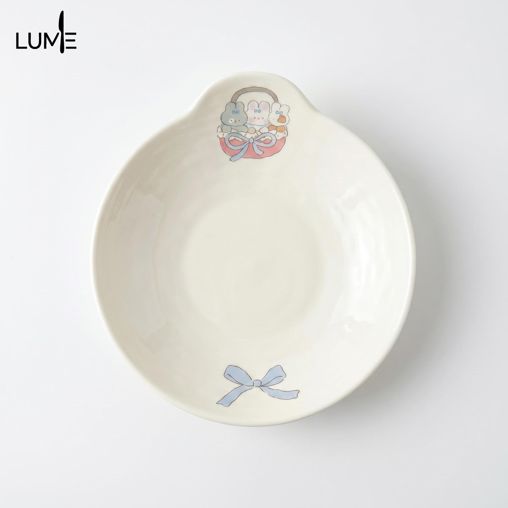 Pink bow rabbit plate
